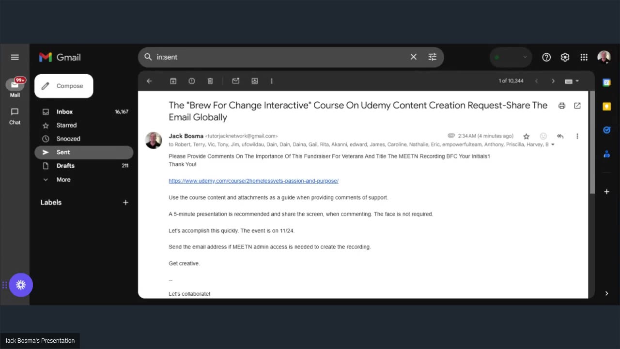 The "Brew For Change Interactive" Course On Udemy Content Creation Request-Share The Email Globally