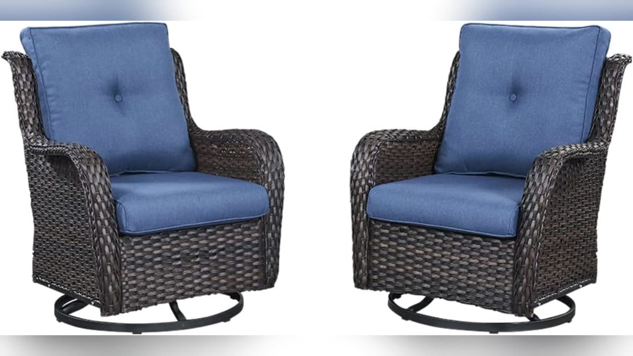 HUMMUH Outdoor Swivel Rocker Wicker Patio Chairs Set of 2