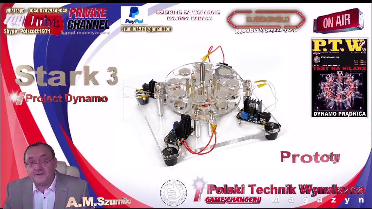 WOLNA ENERGIA : DYNAMO SILNIK STARK 3 / 4 CEWKI NAPĘDU / DWA WIRNIKI MAGNETYCZNE / 10 000 RPM