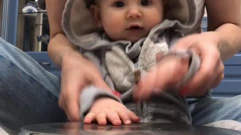 Toddler smile when he learns new pattern.