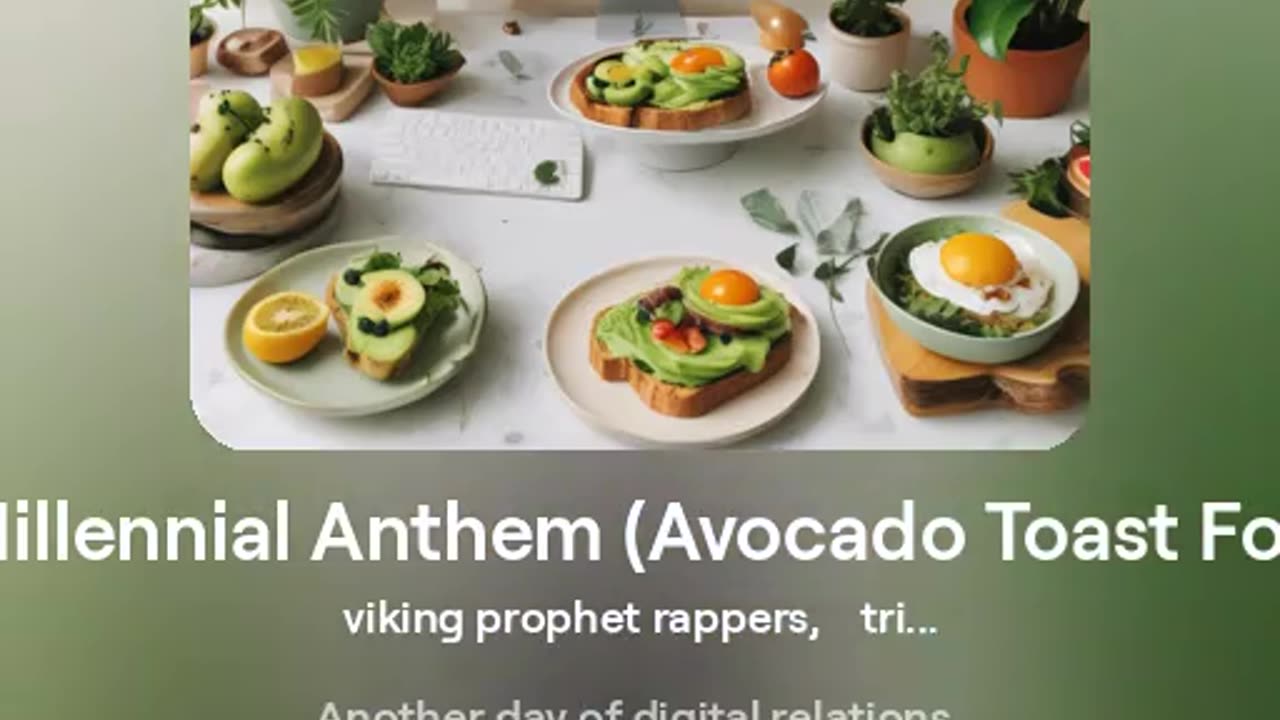 The Millennial Anthem (Avocado Toast Forever)