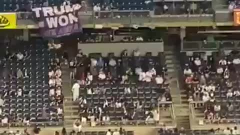 Based NYers waving “Trump Won Save America” banner at yankee game tonight