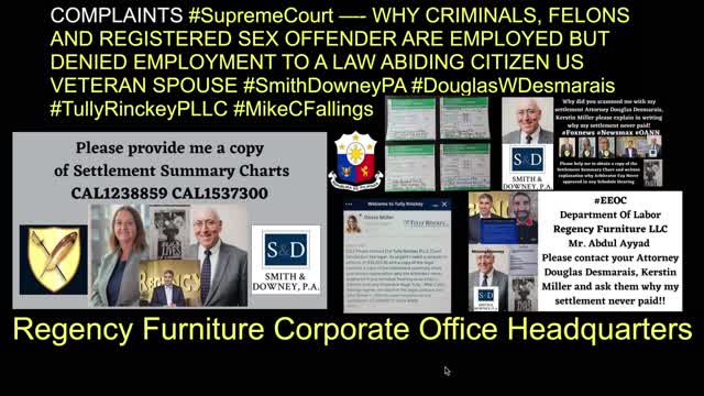 Regency Furniture LLC Corporate Office Headquarters Employee Victim Complaints Settlement Never Paid #AbdulAyyad #AhmadAyyad Maryland / EEOC / DLLR / DOL / Supreme Court / @BaltimoreBanner @FoxBaltimore @ManilaBulletin #BetterBusinessBureauComplaints