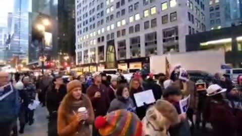 PROTESTERS IN NEW YORK CITY SURROUND THE AUSTRALIAN CONSULATE TO SHOW SOLIDARITY WITH AUSTRALIANS