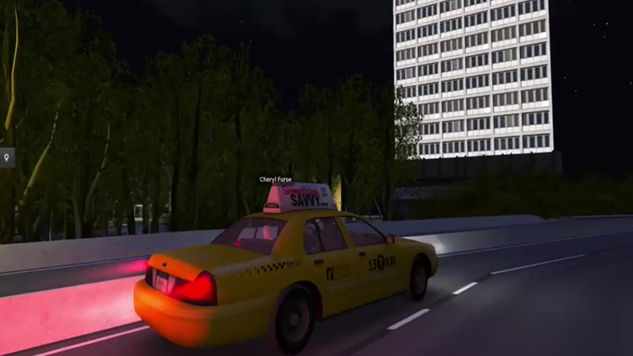 Taxi drive at night