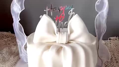 White Bow Cake