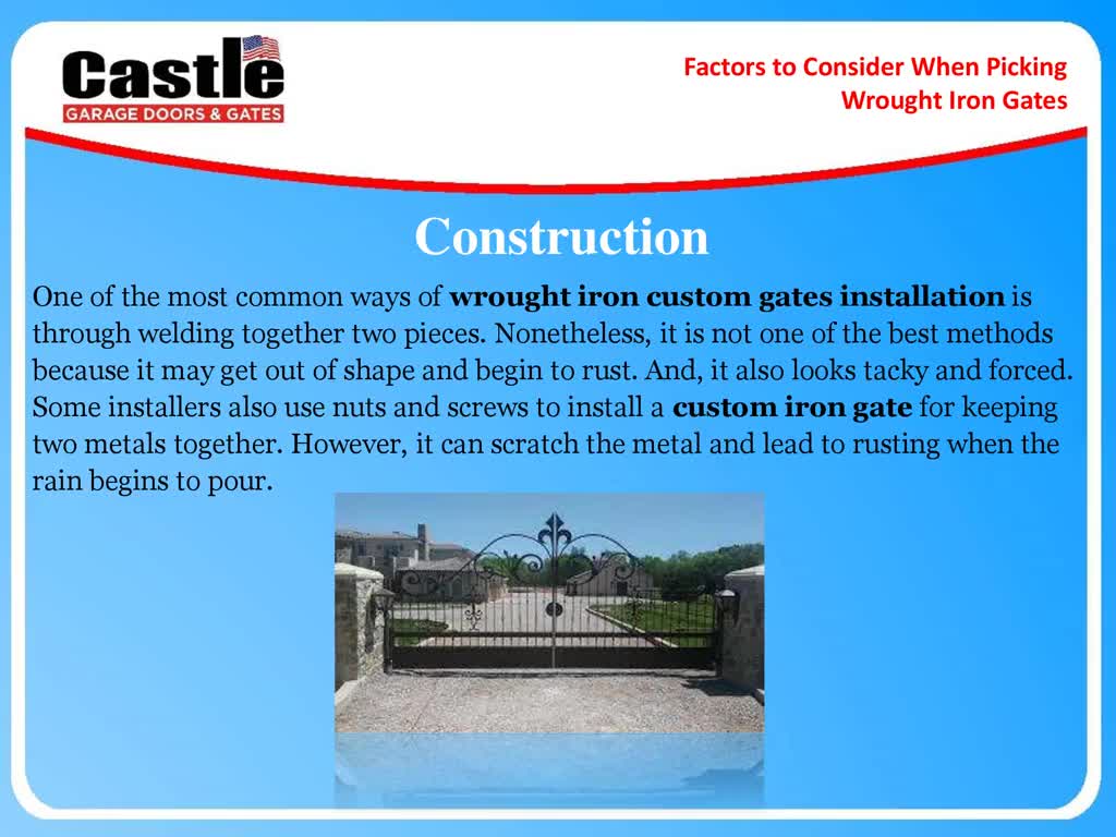 Factors to Consider When Picking Wrought Iron Gates