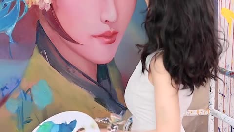 live Art Penting by a cute girl | Fun and Unique Drawing Style! #art #artpenting #teamnamo #penting
