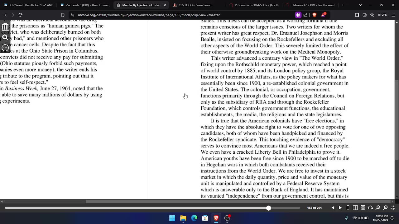 "MURDER BY INJECTION" BY EUSTACE MULLINS: THE ROCKEFELLER SYNDICATE