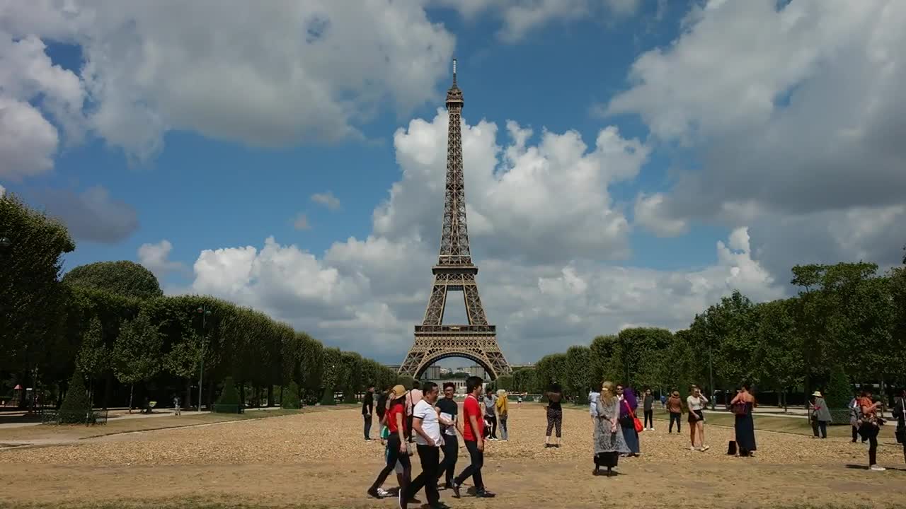 Paris Eiffel Tower - Free HD Stock Footage - No Copyright - Tourists Sights France