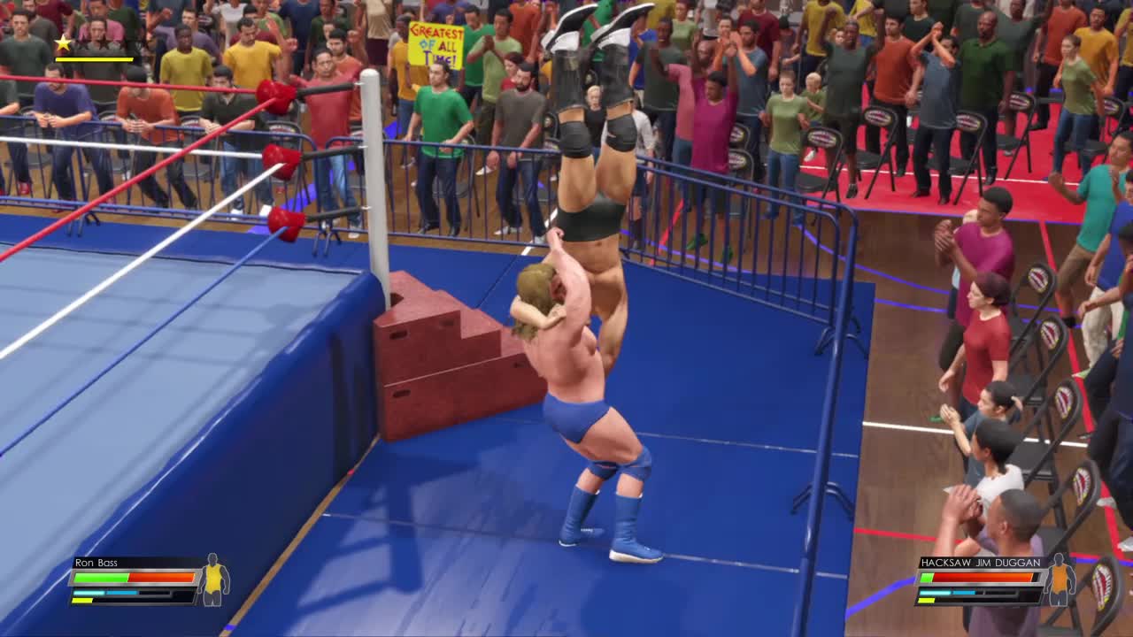 wwe2k22, mid-south match 2 Ron Bass vs Hacksaw Jim Duggan