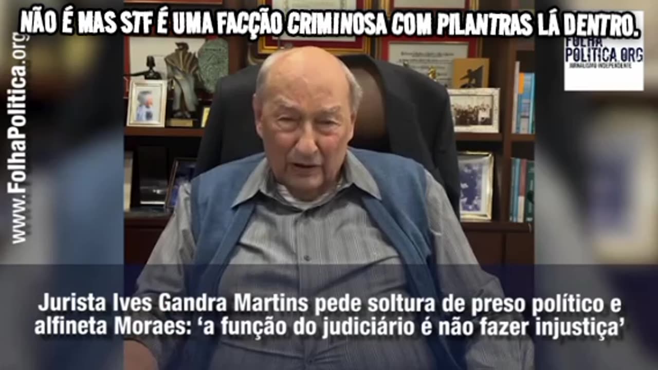 Jurista Ives Gandra Martins pede soltura de preso político de Moraes: ‘a função do judiciário é não fazer injustiça’