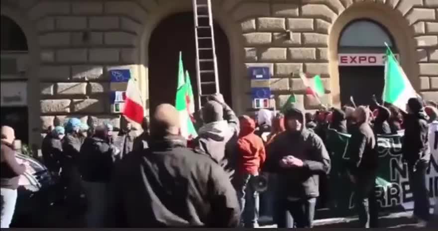 The EU flag is torn down