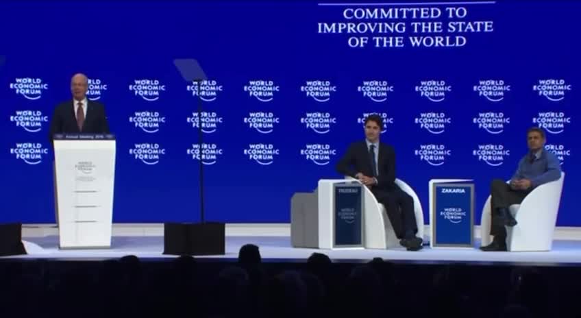 Klaus Schwab to Justin Trudeau at 2016 WEF Meeting