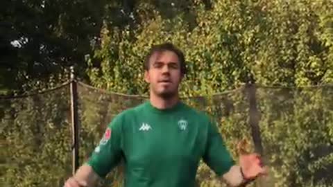 Green jersey trampoline fail