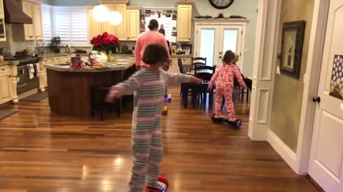 Girl does a long spin on hoverboard and faceplants