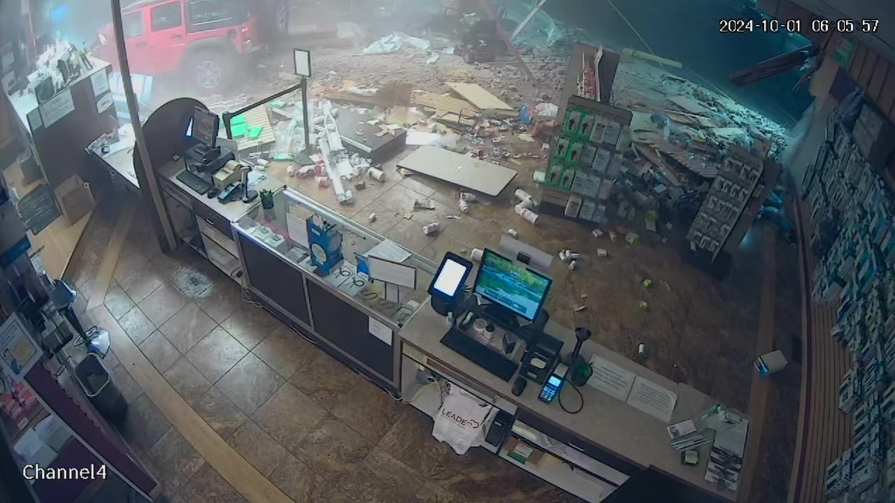 Jeep Crashes Through Pharmacy