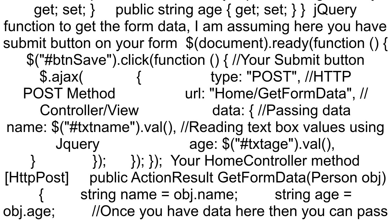 Access form data in C controller from AJAX post