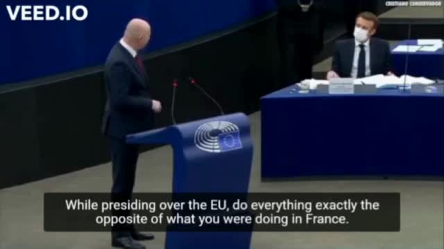 EURODIPUTADO CROÁTA LLAMA ASESINO A MACRON EN SU CARA POR INYECCIÓN COVID OBLIGATÓRIA