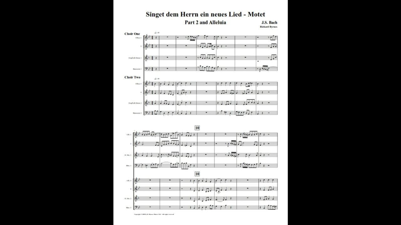 J.S. Bach – Motet: “Singet dem Herrn ein neues Lied”, Part 2 (Double Double-reed Choir)