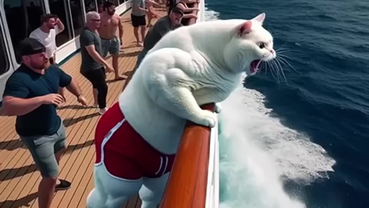 Daddy Fights Shark to Save a Kitten #ai #cat #catlover #story #cutecat #cute#cat #cute