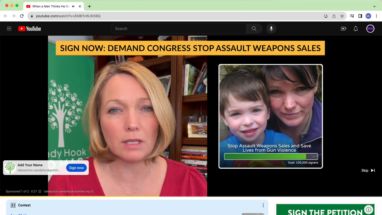 Sandy Hook YouTube Ad Promoting Ban of Semi-Automatic Firearms FAIR-USE TITLE 17 § 107 Jan 9, 2024