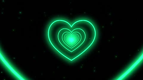 126. Neon Lights Love Heart Tunnel Background💚Green Heart Background