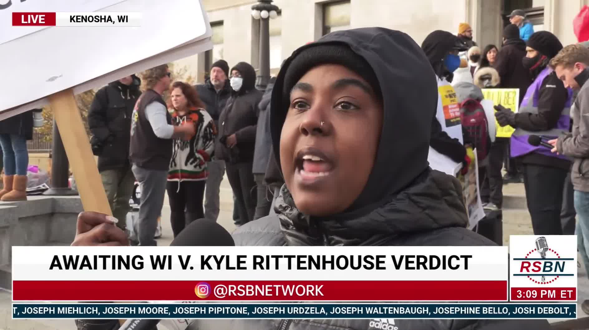 A protester outside the Kenosha courthouse explains why she will not vote for Biden