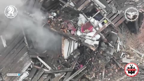 Ukrainian Drone Brings Down Ruins of a House Used as a Bunker