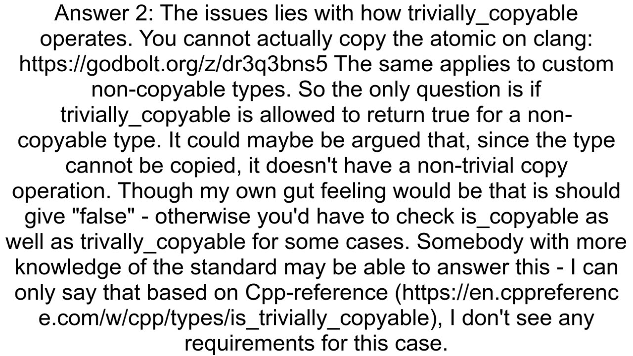 Is stdatomicltboolgt trivially copyable