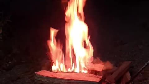 Spacing out on fire at camping