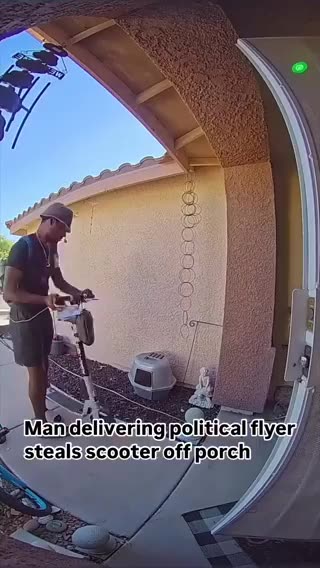 Black Man Distributing Kamala Flyers Steals Scooter