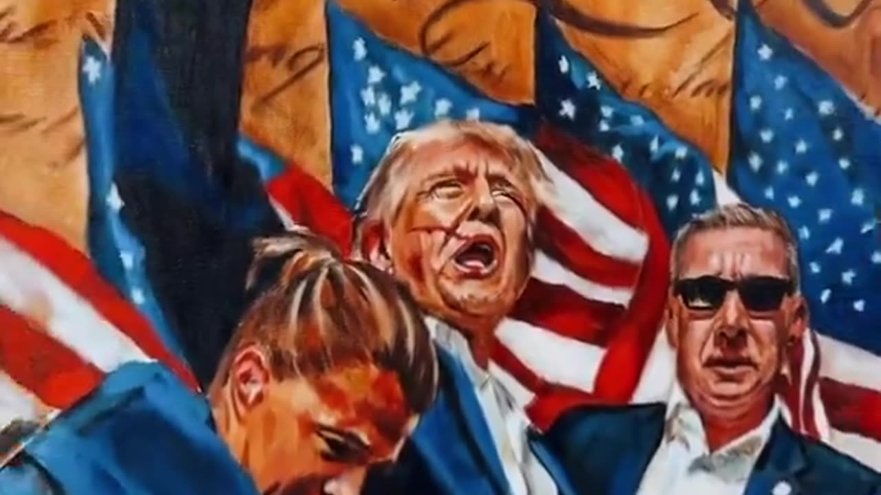 An artist paints Trump