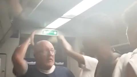 Old man attacked on a train by a gang of teens in Scotland.