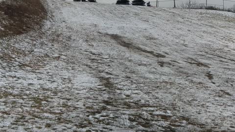 Trying to surf in a Michigan winner wonderland