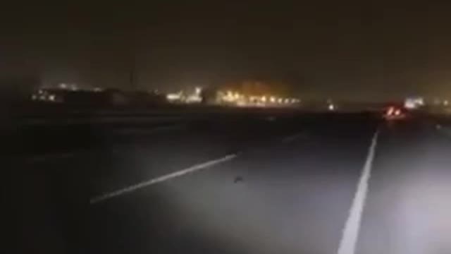 the moment when (presumably) Iranian Fateh-110 SRBM hits US military base in Erbil, Iraq