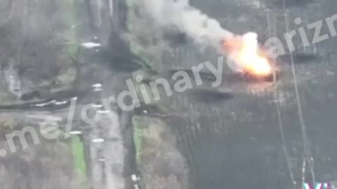 An interesting battle! A Russian tank ambushed a Ukrainian tank and destroyed it with a single shot.