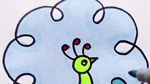 A simple painting of a beautiful peacock