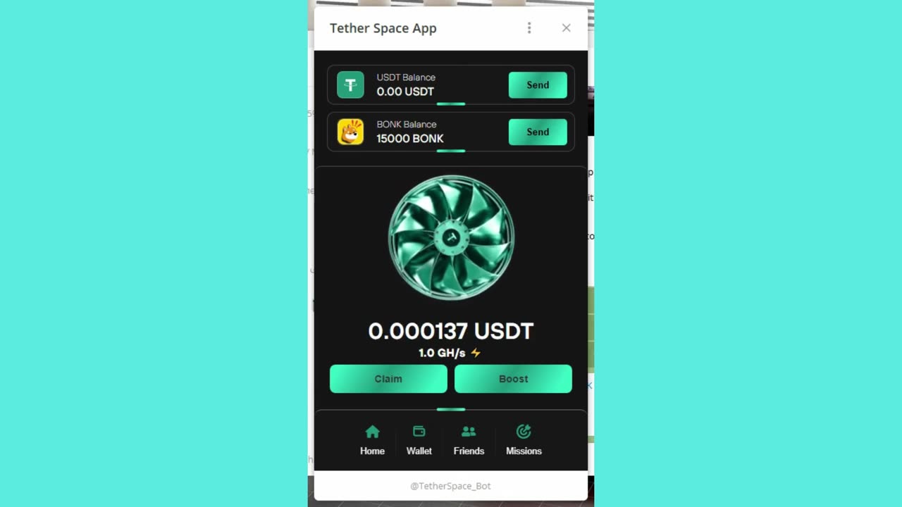 mining mini app earn usdt-and bonk tether space app