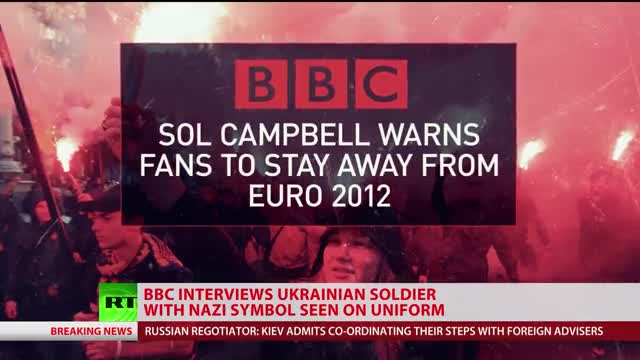 The British broadcaster has interviewed a Ukrainian soldier sporting an infamous Nazi symbol