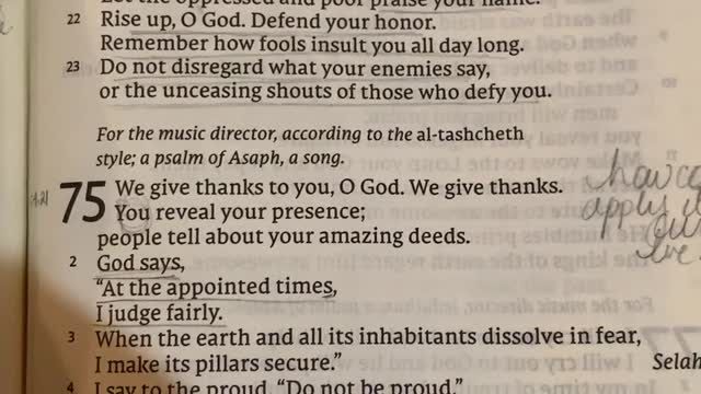 Thoughts on Psalm 75