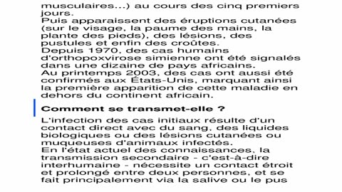 Variole du singe: une maladie le plus souvent bénigne