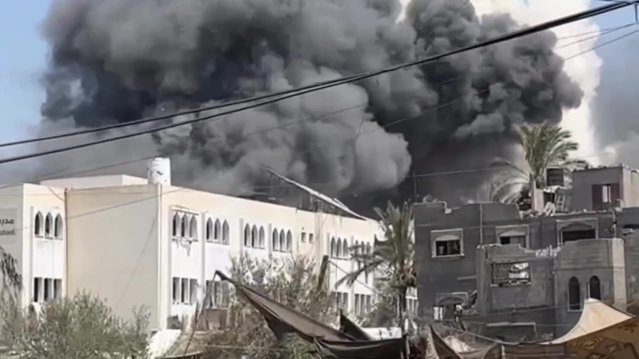 The moment of bombing of Khadija School in Deir Al Balah