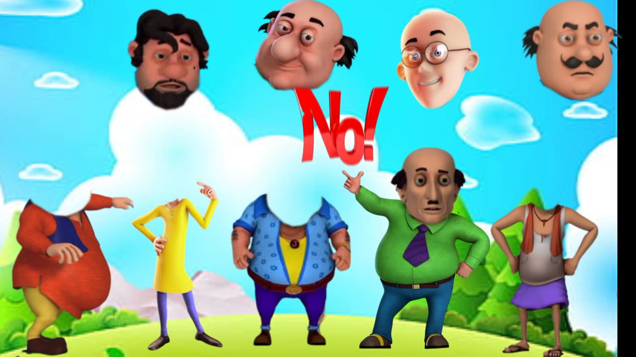 Wrong head puzzle-Motu, patlu, jon, Ghasitaram Dr Jhatka