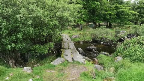 Granite bridge over beautiful river. Dartmoor.