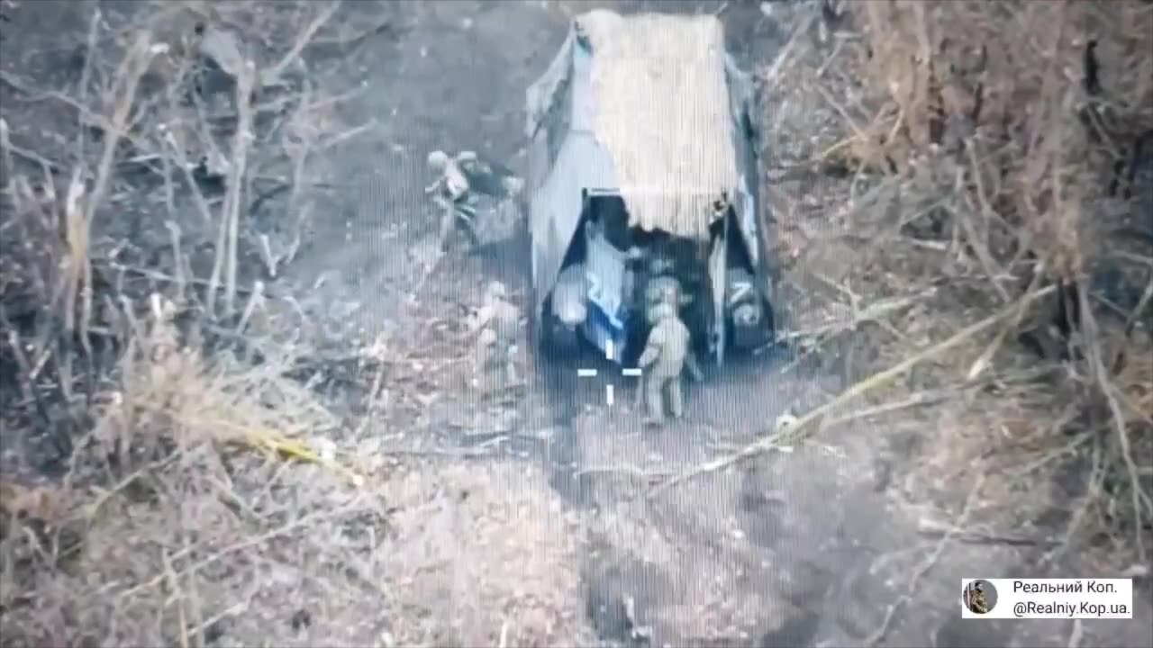 Russian Troops Pour Out of Disabled Van to Accept Their Fate