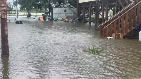 Minor flooding already in Dulac, Louisiana ahead of Hurricane Francine.