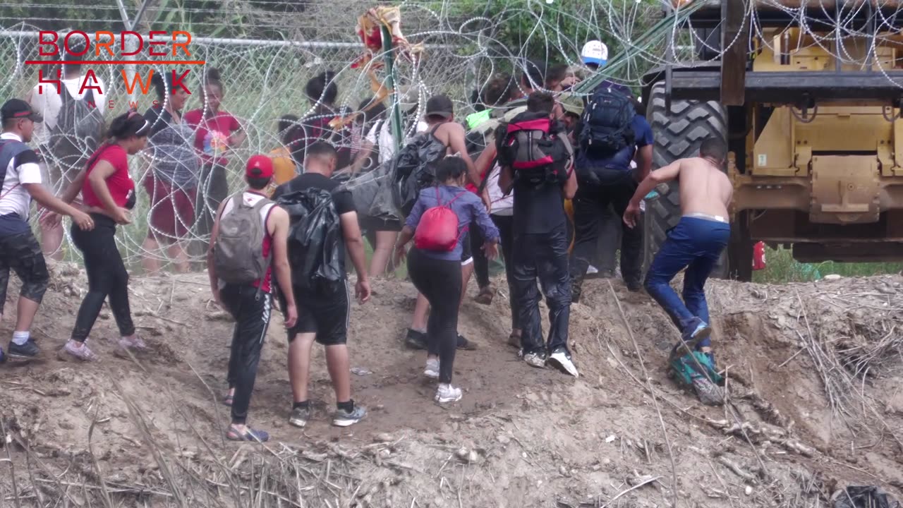 Biden Regime Deploys Heavy Machinery to LIFT Razor Wire for Massive Mob of Illegals at Rio Grande