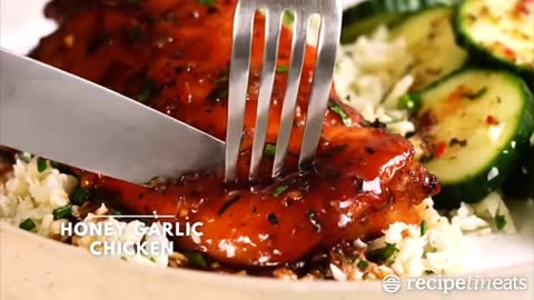 Make chicken with garlic and honey and enjoy eating it #chicken #garlic #honey #مرغ#عسل