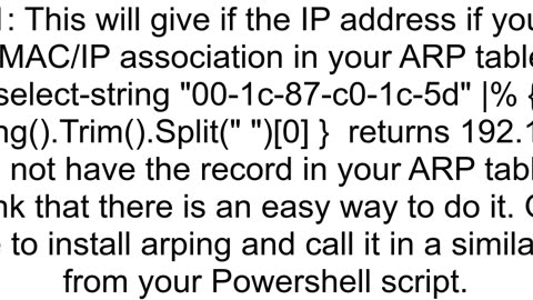 Is there a command in powershell to get the IP information of a MAC